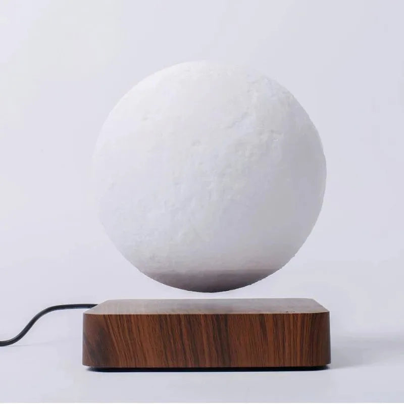 ZK30 Floating 3D Printed LED Moon Lamp with Wooden Base and Magnetic Suspension in Three Colors