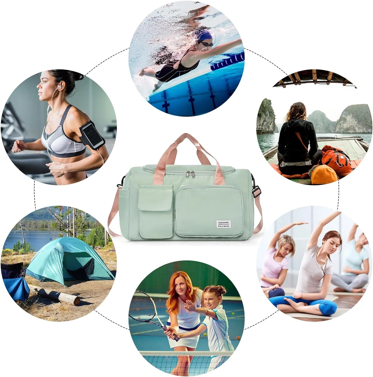 Women's Waterproof Duffle Bag - Versatile Carry-On Weekender with Shoe Compartment and Wet Pocket for Travel, Workouts, and Sports