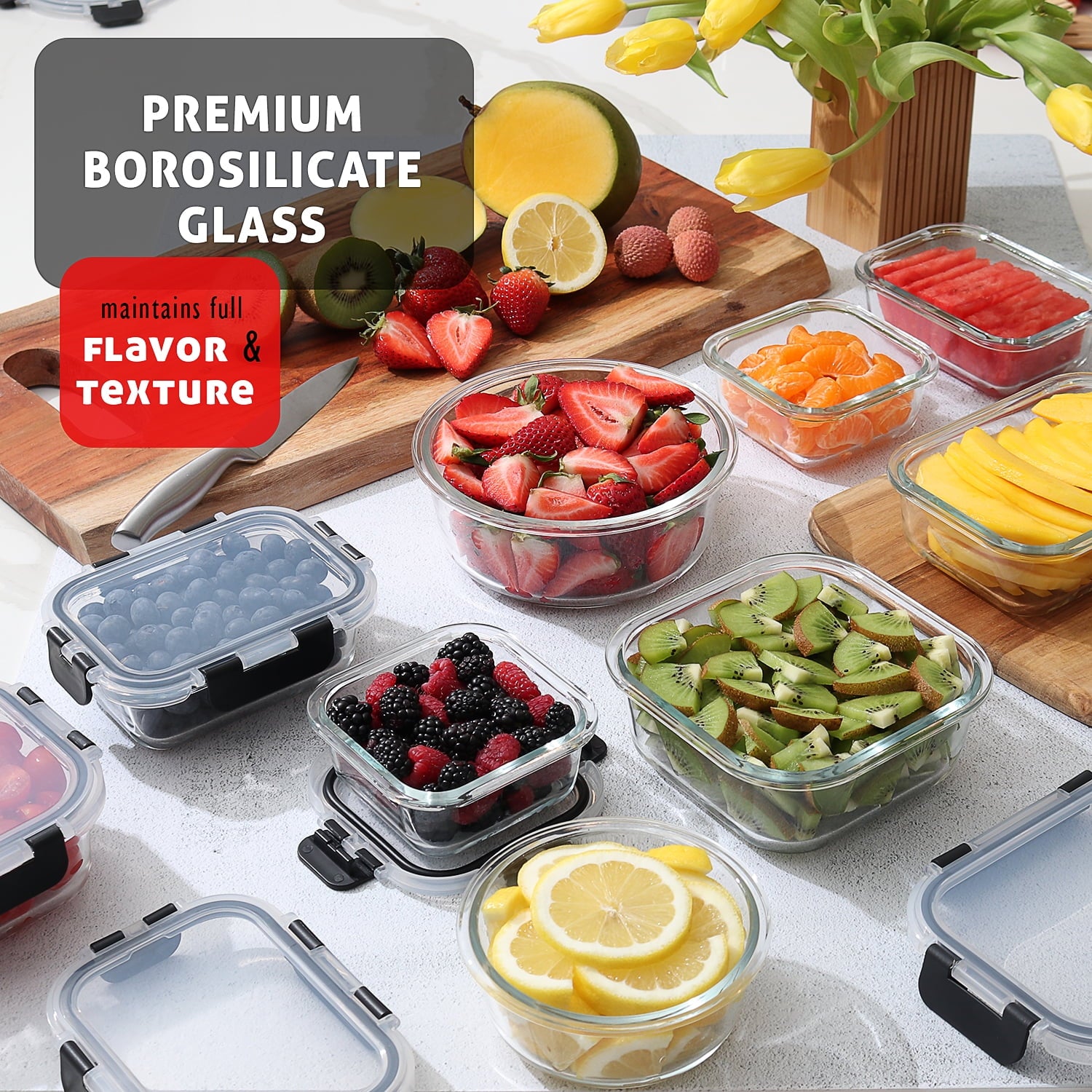 Ultimate 32-Piece Airtight Glass Food Storage Container Set - Perfect for Meal Prep, Oven, Microwave & Freezer Safe!