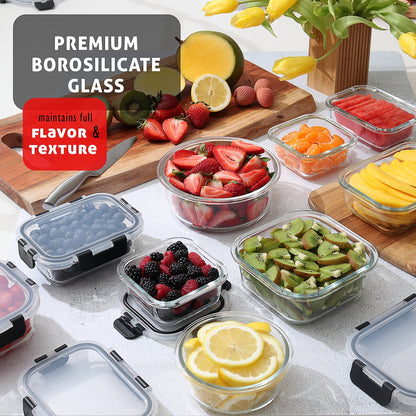 Ultimate 32-Piece Airtight Glass Food Storage Container Set - Perfect for Meal Prep, Oven, Microwave & Freezer Safe!