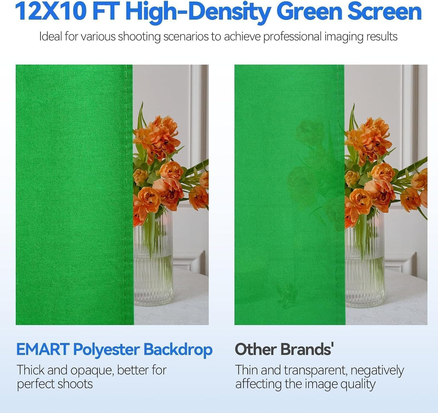 8.5 x 10 ft Green Screen Backdrop Kit with Tripod Stand and 10 x 12 ft 100% Cotton Muslin Chromakey Background for Photography, Video Production, and Live Streaming