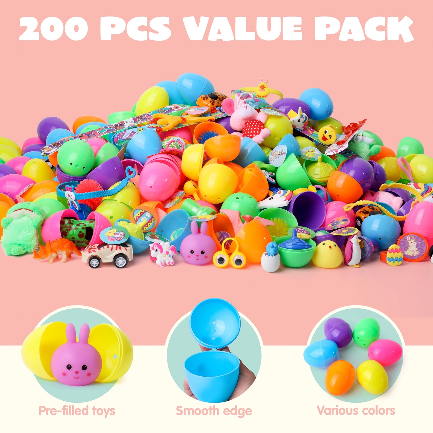 200 Colorful Prefilled Easter Eggs with Exciting Toys Inside - Perfect for Kids' Easter Baskets and Classroom Exchanges!