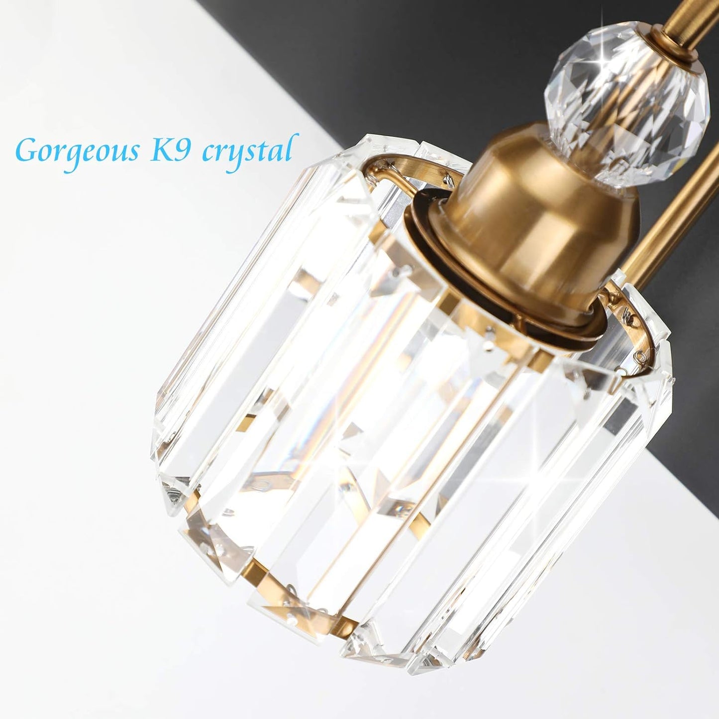 Modern LED Vanity Light Fixture with 4 Lights in Matte Black and Crystal Accents for Bathroom