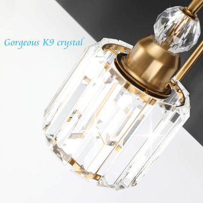 Modern LED Vanity Light Fixture with 4 Lights in Matte Black and Crystal Accents for Bathroom