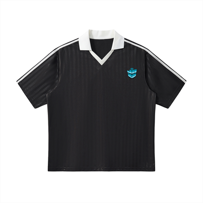Contrast Collar Striped Soccer Jersey